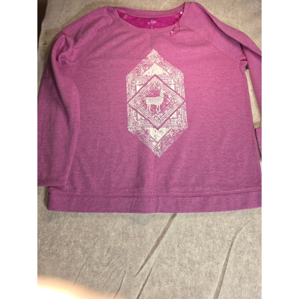 St Johns Bay Active Womens‎ XL Pink Heather Llama Graphic Sweatshirt Pullover